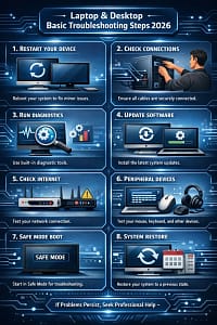 laptop and desktop basic trouble shooting steps 2026
