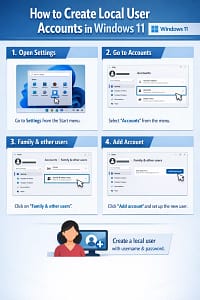 how to create local user accounts in windows 11 with step by steps 2026
